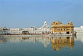 Amritsar - the Golden Temple - the Hari Mandir at the center of the the Pool of Nectar  